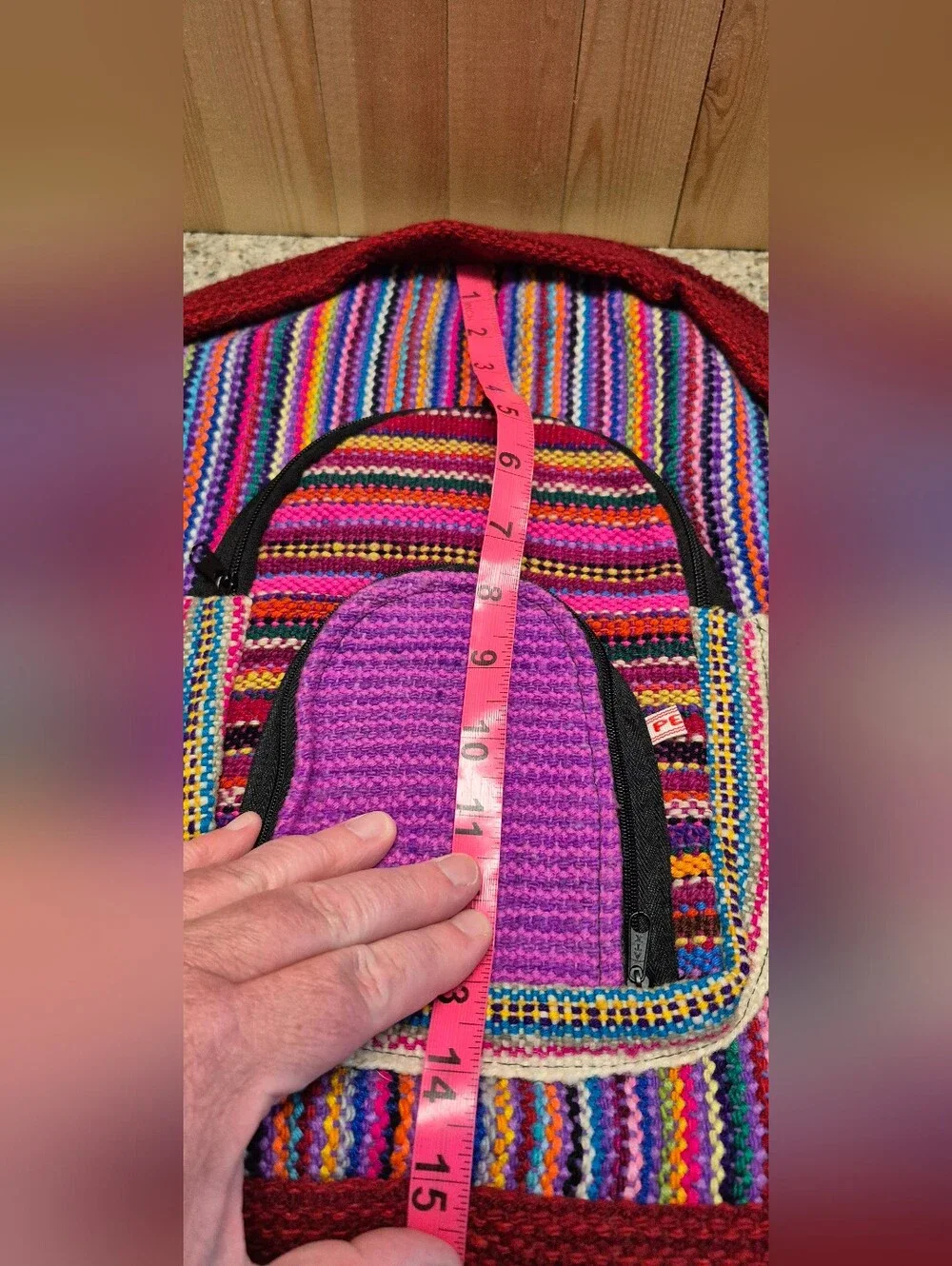 Peruvian Handwoven Backpack Boho Festival Colorful Striped Hippie Rucksack Bag
